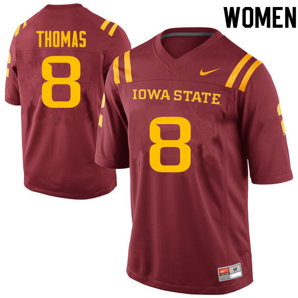 Women #8 Jhaustin Thomas Iowa State Cyclones College Football Jerseys Sale-Cardinal